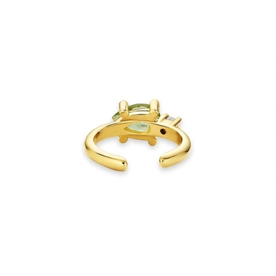 18K Gold Plattiert 925 Sterling Silber Trend Design Birnen Schnitt Peridot CZ Manschetten Ohrringe