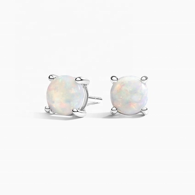 18K Gold 6MM Solitaire Opal Stud Ohrringe für Frauen und Mädchen Feinschmuck