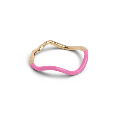 925 Sterling Silber 18k Gold Rosa Emaille Band Ringe für Frauen Mädchen