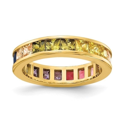 Farbenfrohe Cubic Zircon Ewigkeit Hochzeitsring Band für Frauen 925 Silber Öko-freundlich