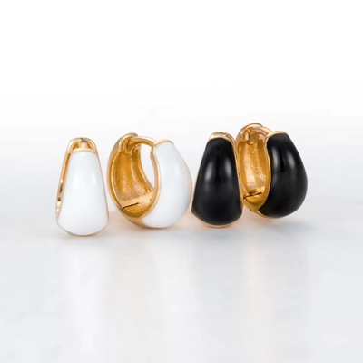 Custom-Frauen Schmuck S925 Silber 18K Gold Fett Kuppel Farbiger Emaille Kleine Huggie Ohrringe