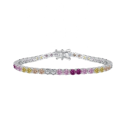 Personalisiertes Regenbogen Zirkon Inset 925 Sterling Silber Tennis Armband für Frauen