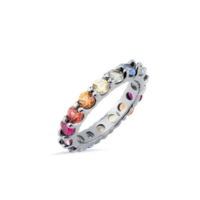 Einzigartige Farbspitzen mit Kubikzirkon-Zubehör für Frauen 925 Sterling Silber Eternity Band Ring