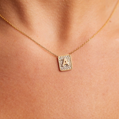 Machen Sie ihren Tag mit 14K Gold Quadratische Edelstein Halsketten für Frauen Valentinstagsgeschenk