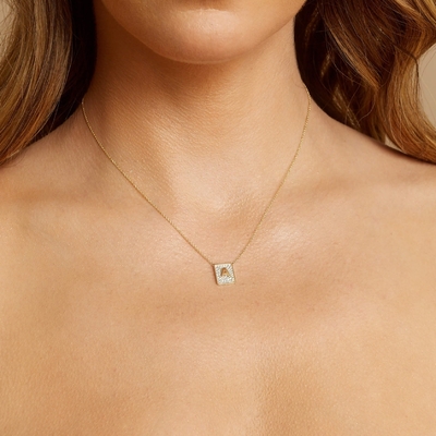 Machen Sie ihren Tag mit 14K Gold Quadratische Edelstein Halsketten für Frauen Valentinstagsgeschenk