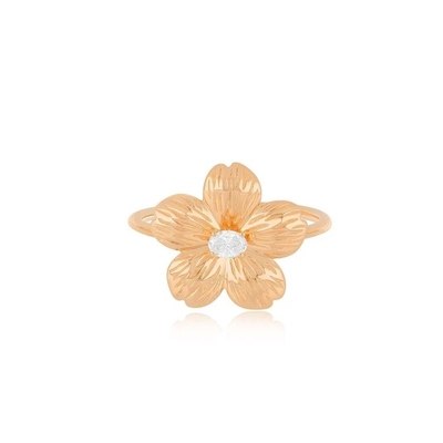 Forever Flower 18K Goldplattiert Oval CZ Damenring in 925 Sterling Silber Schmuck