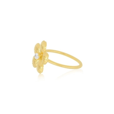 Forever Flower 18K Goldplattiert Oval CZ Damenring in 925 Sterling Silber Schmuck