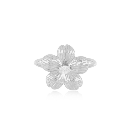 Forever Flower 18K Goldplattiert Oval CZ Damenring in 925 Sterling Silber Schmuck