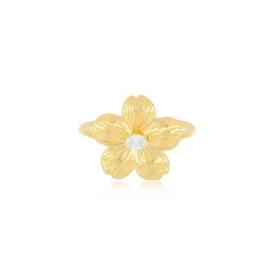 Forever Flower 18K Goldplattiert Oval CZ Damenring in 925 Sterling Silber Schmuck
