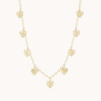 Trendy 14K Goldbeschichtet Fashion Multi Herzförmige Charme Frauen Messing Halskette