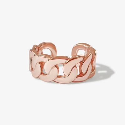 S925 Silber Feinschmuck 14K Gelbgold Chunky Kette offener Ring