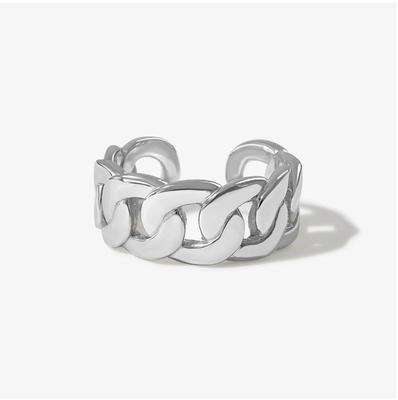 S925 Silber Feinschmuck 14K Gelbgold Chunky Kette offener Ring