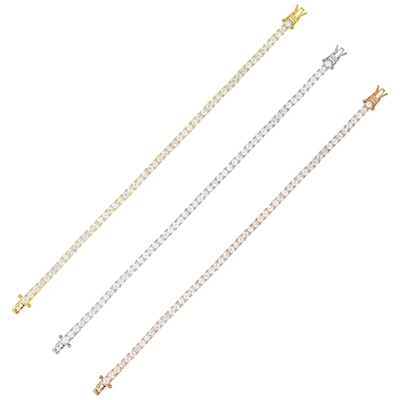 Hot Item 925 Sterling Silber Plattierung Gold 3mm Kubik Zirkonia Tennis Armband für Frauen