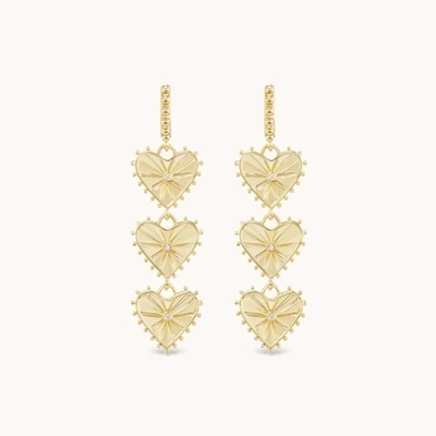 Handgefertigte 14K Goldplattierte Dangle Multi Huggies Herz Charme Ohrringe Perfektes Geschenk