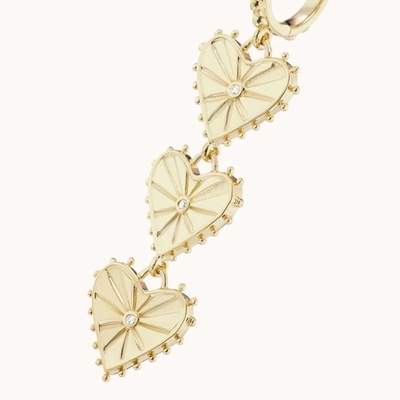 Handgefertigte 14K Goldplattierte Dangle Multi Huggies Herz Charme Ohrringe Perfektes Geschenk