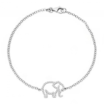 925 Sterling Silber Elefanten Armband mit Mikro-Einsatz-Technologie und Weißem Diamant CZ