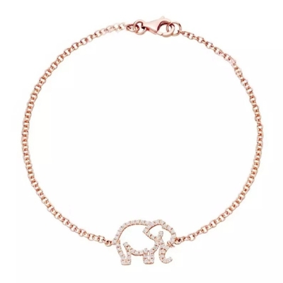 925 Sterling Silber Elefanten Armband mit Mikro-Einsatz-Technologie und Weißem Diamant CZ