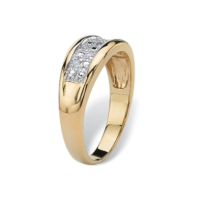 Silber / Messing Männer Prong Set Diamant Hochzeitsring In 18k Gold Plattiert Mit Pave Diamanten