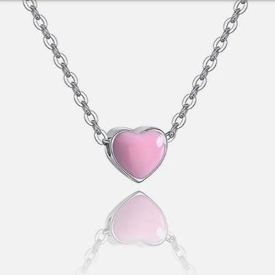 Rhodiumplattiertes kleines rosa Herz Valentinstag 925 Sterling Silber Anhänger für Frauen