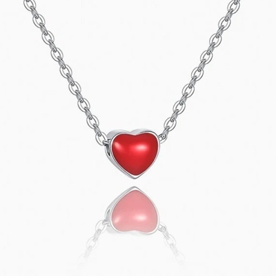 Rhodiumplattiertes kleines rosa Herz Valentinstag 925 Sterling Silber Anhänger für Frauen