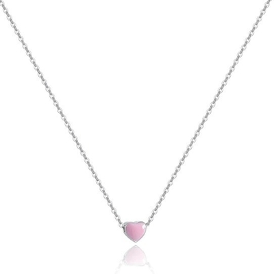 Rhodiumplattiertes kleines rosa Herz Valentinstag 925 Sterling Silber Anhänger für Frauen