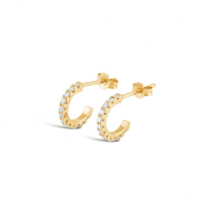 Handgefertigte 18K Goldplattierte Mini Kubik Zirkon Kleine offene Hoop Ohrringe mit Prinzessin Schnitt