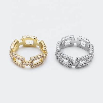 Individuelle Kettenringe Klar CZ Echtes Sterling Silber 925 Schmuck für Frauen und Männer