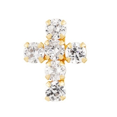 925 Sterling Silber Weiß Kubik Zirkonia Kreuz Knopf Stud Ohrringe mit 18K Gold Plattierung