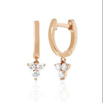 14K Gold Blossom Mini Huggie Diamant Trio Drop Ohrringe Silber Schmuck Hauptmaterial