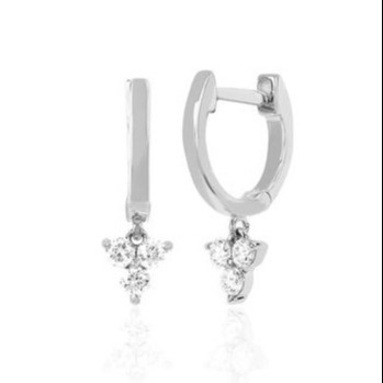 14K Gold Blossom Mini Huggie Diamant Trio Drop Ohrringe Silber Schmuck Hauptmaterial