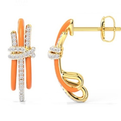 2024 Mode Brasilianische Enigma Silber Ohrringe mit Orange Epoxy und Weiß CZ Schmuck Accessoire