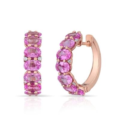 925 Sterling Silber Oval Grün CZ Frauen Hoop Ohrringe 18K Gold Halb Ewigkeit Band