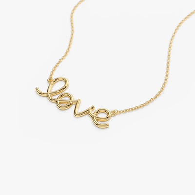 Solid 925 Sterling Silber 14K Gold überzogen Liebesanhänger Halskette für Frauen Valentinstagsgeschenk