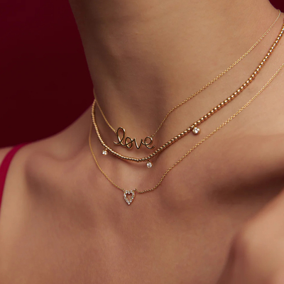 Solid 925 Sterling Silber 14K Gold überzogen Liebesanhänger Halskette für Frauen Valentinstagsgeschenk