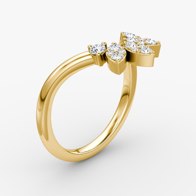 Neuankömmlinge entwerfen elegante 925 Sterling Silber 18K Gold Blütenkronenringe