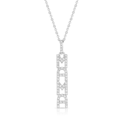 Elegante 925 Sterling Silber 14K Gold MAMA Schwebende lange Anhänger Halskette