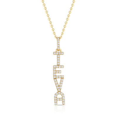 Elegante 925 Sterling Silber 14K Gold MAMA Schwebende lange Anhänger Halskette