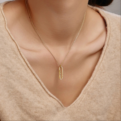 18k Gold Mama Klammer Anhänger Halskette in 925 Sterling Silber