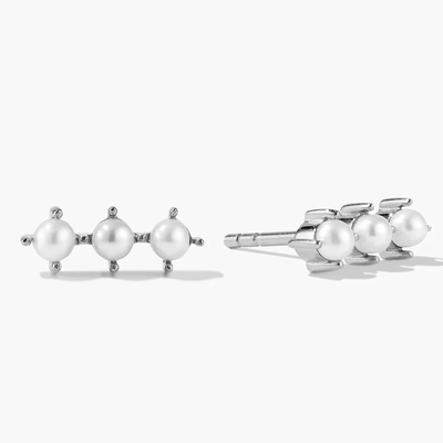 18K Gold Plattierung Perlen Stud Ohrringe Sterling Silber mit individuellem Logo