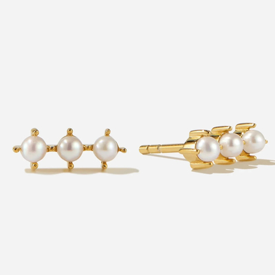 18K Gold Plattierung Perlen Stud Ohrringe Sterling Silber mit individuellem Logo
