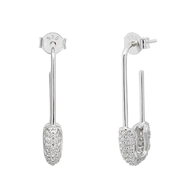 Weibliche Hoop-Ohrringe in 925 Silber mit klarem CZ Diamant Brasilianischer Gelbgold Schmuck