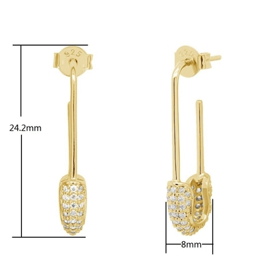 Weibliche Hoop-Ohrringe in 925 Silber mit klarem CZ Diamant Brasilianischer Gelbgold Schmuck