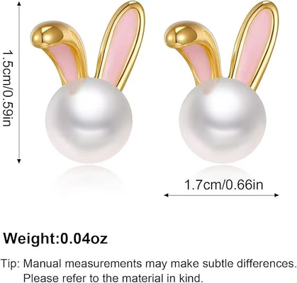 Weihnachtskaninchen Perlen Ohrringe feine Zirkonstangen Kaninchen Karotte süße Schmuck Geschenke