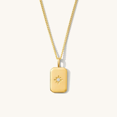 Rechteckiger kleiner Stern 925 Sterling Silber Goldplattierte Halskette