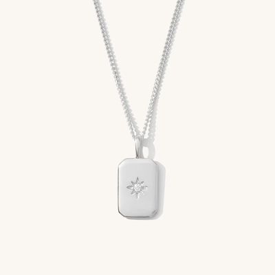 Rechteckiger kleiner Stern 925 Sterling Silber Goldplattierte Halskette