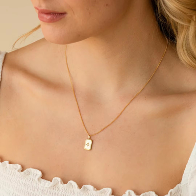 Rechteckiger kleiner Stern 925 Sterling Silber Goldplattierte Halskette