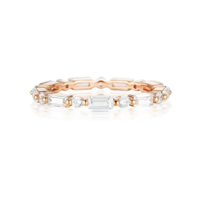 18K Gold Einfaches Modernes Rechteckiges Schnitt Weiß CZ 925 Sterling Silber Frauen Ewiges Ring Party Geschenk