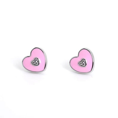 Hochzeitsgeschenk Pink Heart Stud Ohrringe für Schmuckstücke