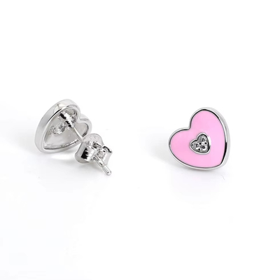 Hochzeitsgeschenk Pink Heart Stud Ohrringe für Schmuckstücke
