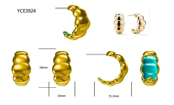 18K Gold Rhodium Plattiert Halbmond-Stud Ohrringe